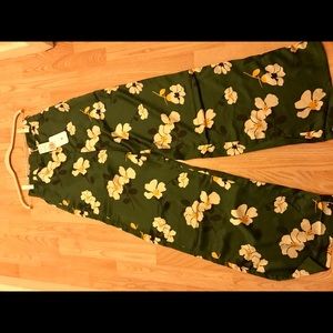 Nwot floral silk wide pants